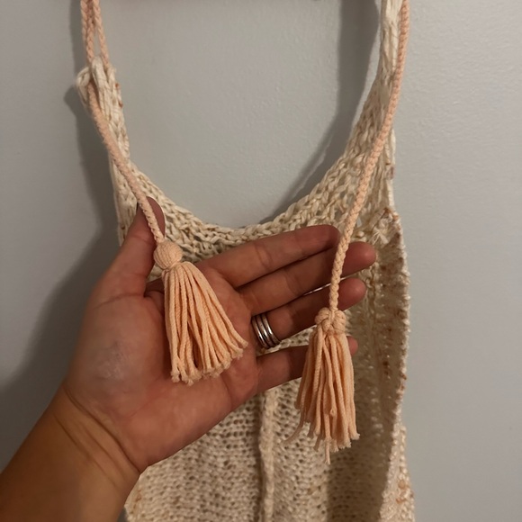 FREE PEOPLE IVORY MOLLY PLAYSUIT HALTER TASSEL KNIT ROMPER ONE PIECE Small - Picture 5 of 8